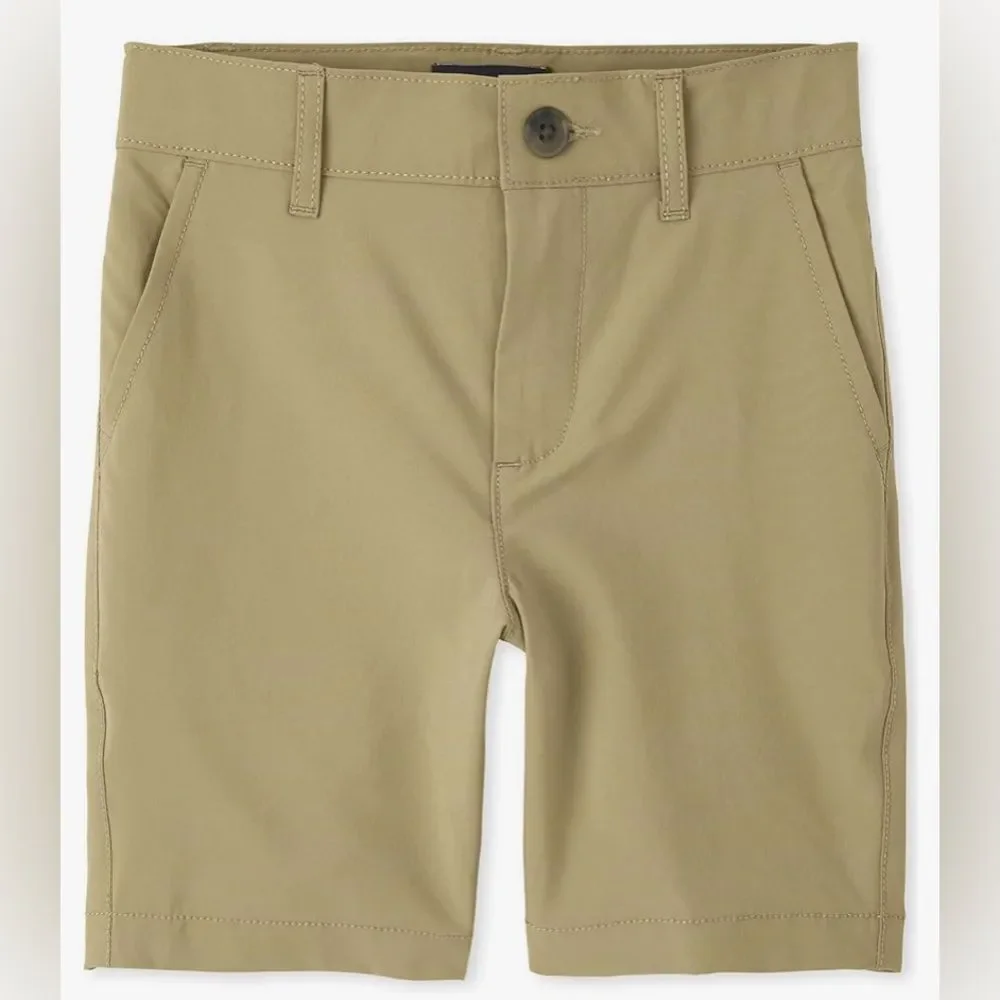New The Children's Place Boys Uniform Quick Dry Chino Shorts Khaki Tan Size 8